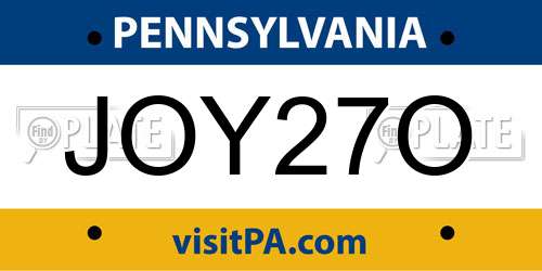 JOY27O Pennsylvania License Plate
