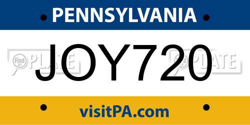 JOY720 Pennsylvania License Plate