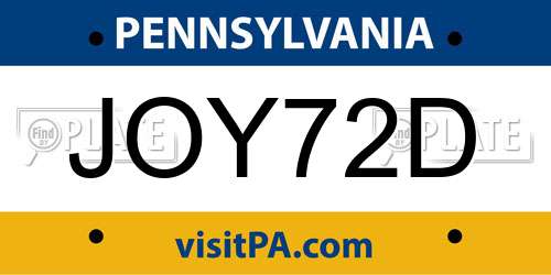 JOY72D Pennsylvania License Plate
