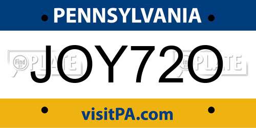 JOY72O Pennsylvania License Plate