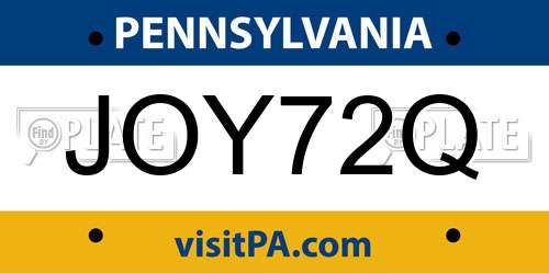 JOY72Q Pennsylvania License Plate