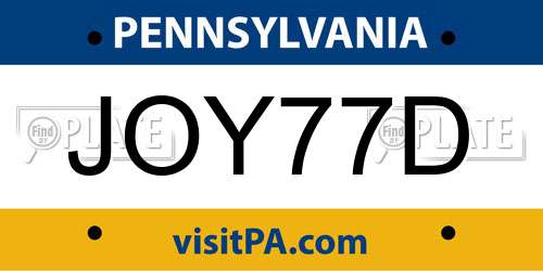 JOY77D Pennsylvania License Plate