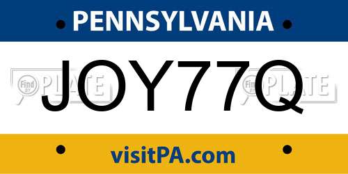 JOY77Q Pennsylvania License Plate
