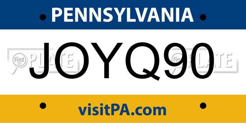 JOYQ90 Pennsylvania License Plate