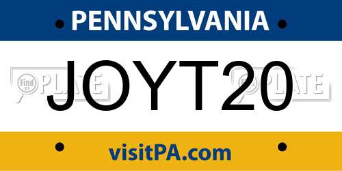 JOYT20 Pennsylvania License Plate