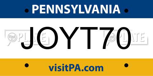 JOYT70 Pennsylvania License Plate