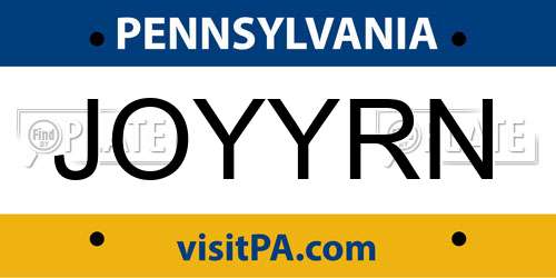 JOYYRN Pennsylvania License Plate