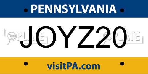 JOYZ20 Pennsylvania License Plate