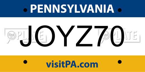 JOYZ70 Pennsylvania License Plate