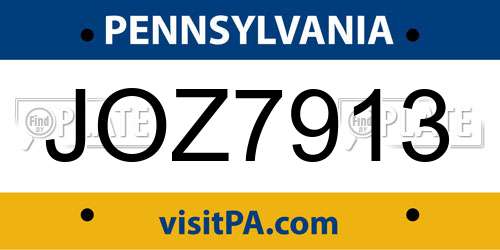 JOZ7913 Pennsylvania License Plate