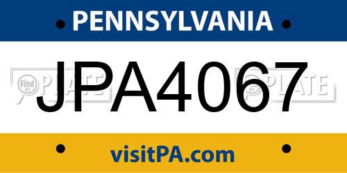 JPA4067 Pennsylvania License Plate