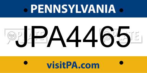 JPA4465 Pennsylvania License Plate