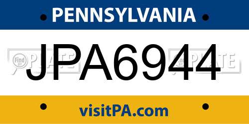 JPA6944 Pennsylvania License Plate