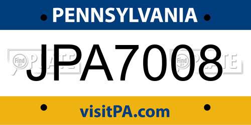 JPA7008 Pennsylvania License Plate