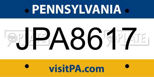 JPA8617 Pennsylvania License Plate