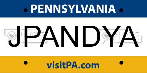 JPANDYA Pennsylvania License Plate
