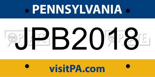 JPB2018 Pennsylvania License Plate