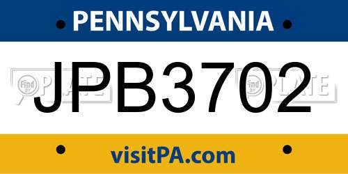 JPB3702 Pennsylvania License Plate