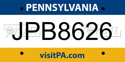 JPB8626 Pennsylvania License Plate