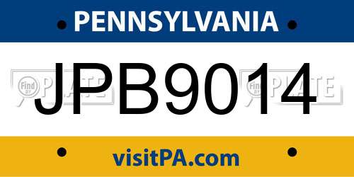 JPB9014 Pennsylvania License Plate