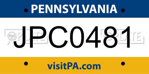 JPC0481 Pennsylvania License Plate