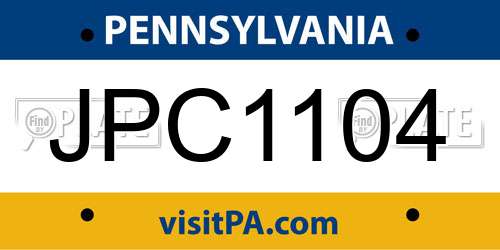 JPC1104 Pennsylvania License Plate
