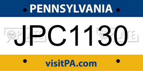 JPC1130 Pennsylvania License Plate