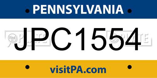 JPC1554 Pennsylvania License Plate