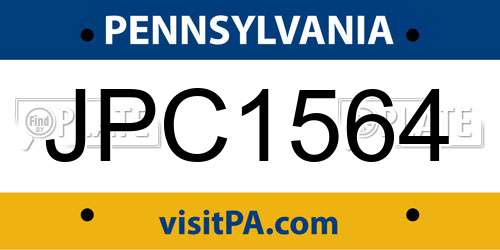 JPC1564 Pennsylvania License Plate