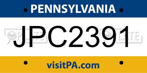 JPC2391 Pennsylvania License Plate