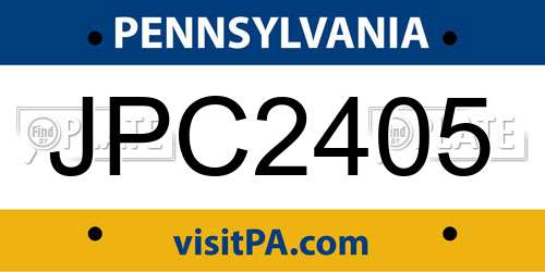 JPC2405 Pennsylvania License Plate