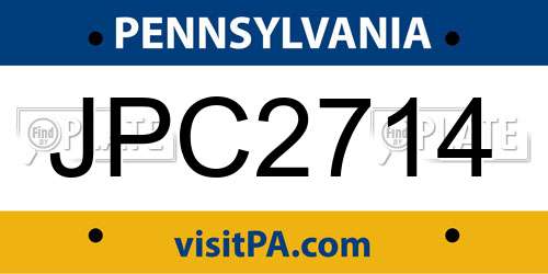 JPC2714 Pennsylvania License Plate