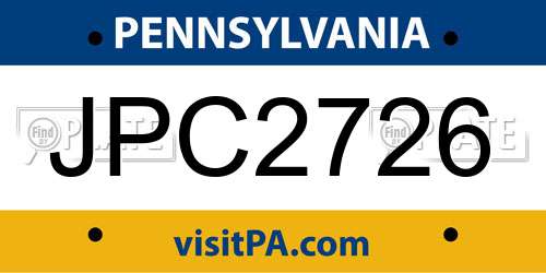JPC2726 Pennsylvania License Plate