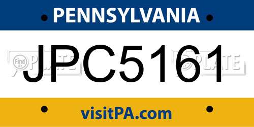 JPC5161 Pennsylvania License Plate