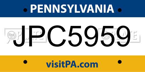JPC5959 Pennsylvania License Plate