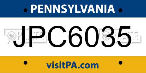 JPC6035 Pennsylvania License Plate