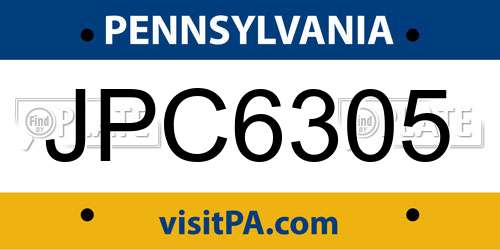 JPC6305 Pennsylvania License Plate