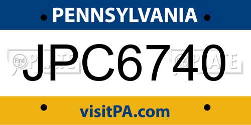 JPC6740 Pennsylvania License Plate