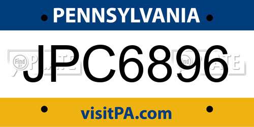 JPC6896 Pennsylvania License Plate