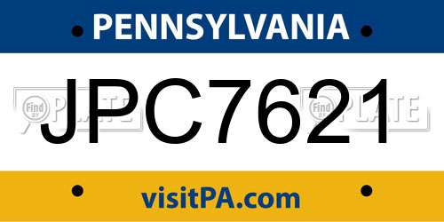 JPC7621 Pennsylvania License Plate