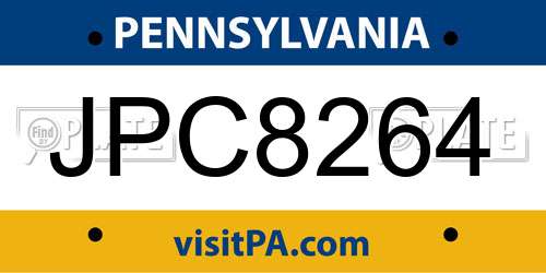 JPC8264 Pennsylvania License Plate