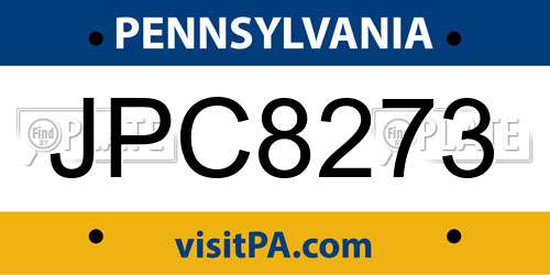 JPC8273 Pennsylvania License Plate