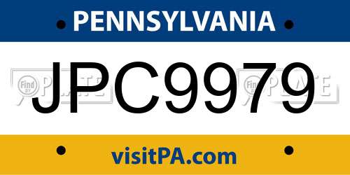 JPC9979 Pennsylvania License Plate