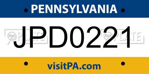 JPD0221 Pennsylvania License Plate