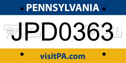 JPD0363 Pennsylvania License Plate