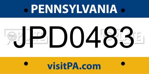 JPD0483 Pennsylvania License Plate