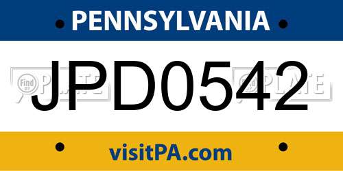 JPD0542 Pennsylvania License Plate