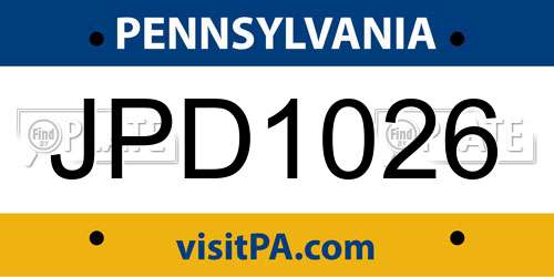 JPD1026 Pennsylvania License Plate