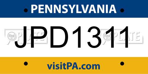 JPD1311 Pennsylvania License Plate