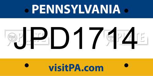 JPD1714 Pennsylvania License Plate